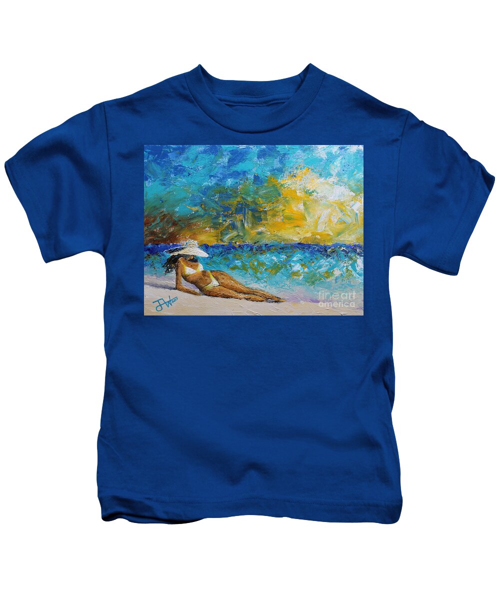  Kids T-Shirt featuring the painting Private Beach by Jerome Wilson