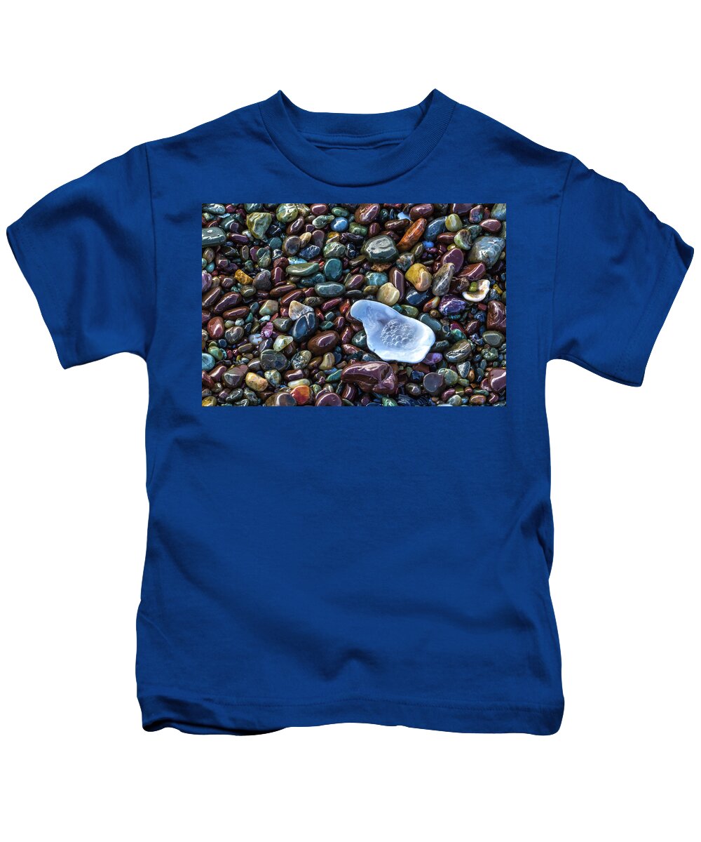 Rocks Kids T-Shirt featuring the photograph Rainbow Pebbles by Laura Roberts