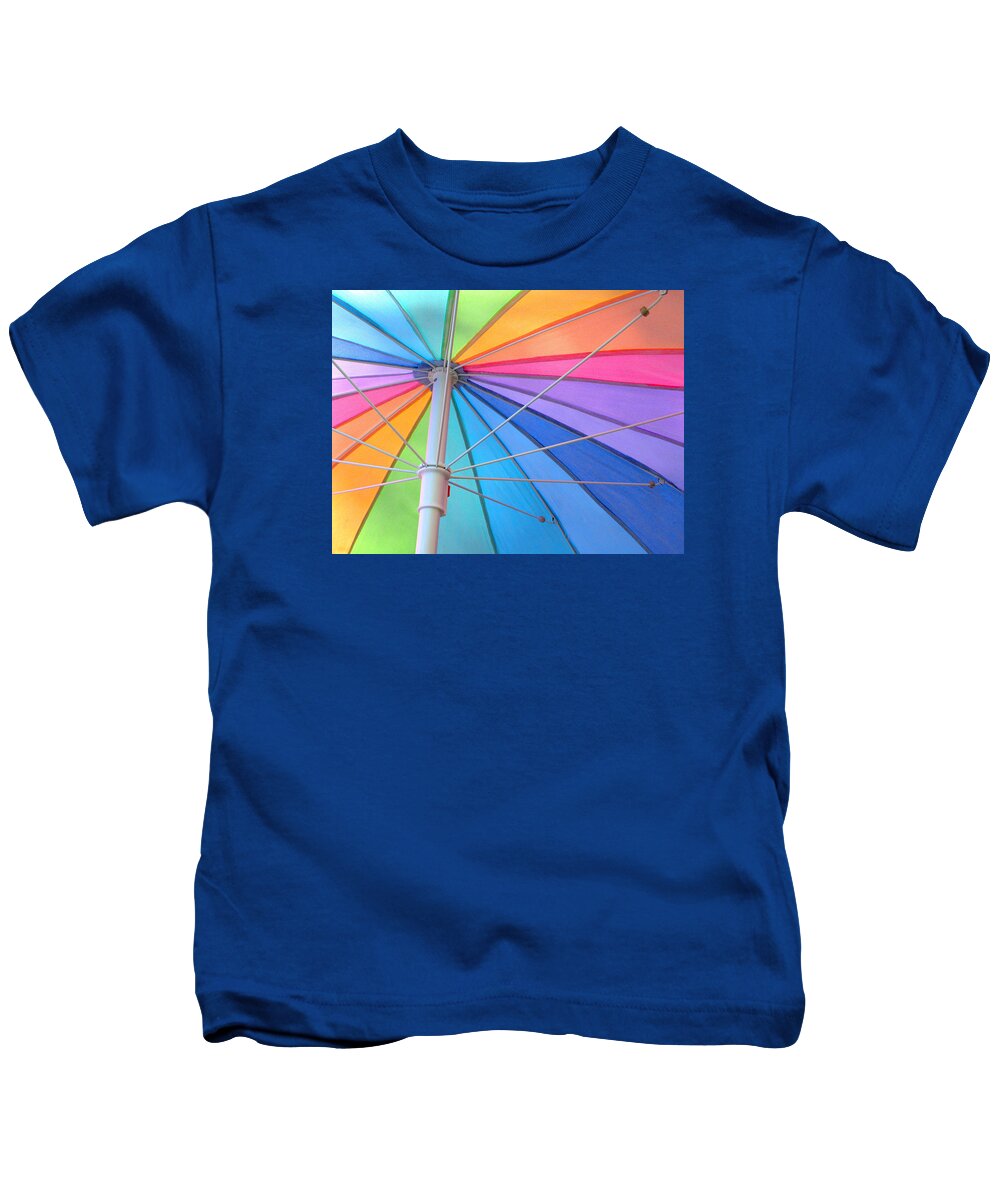 Umbrella Kids T-Shirt featuring the photograph Rainbow Umbrella by Cathy Kovarik