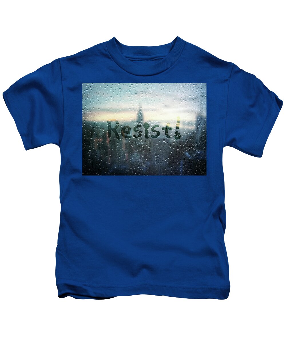 Resist Kids T-Shirt featuring the photograph Resistance Foggy Window by Susan Maxwell Schmidt