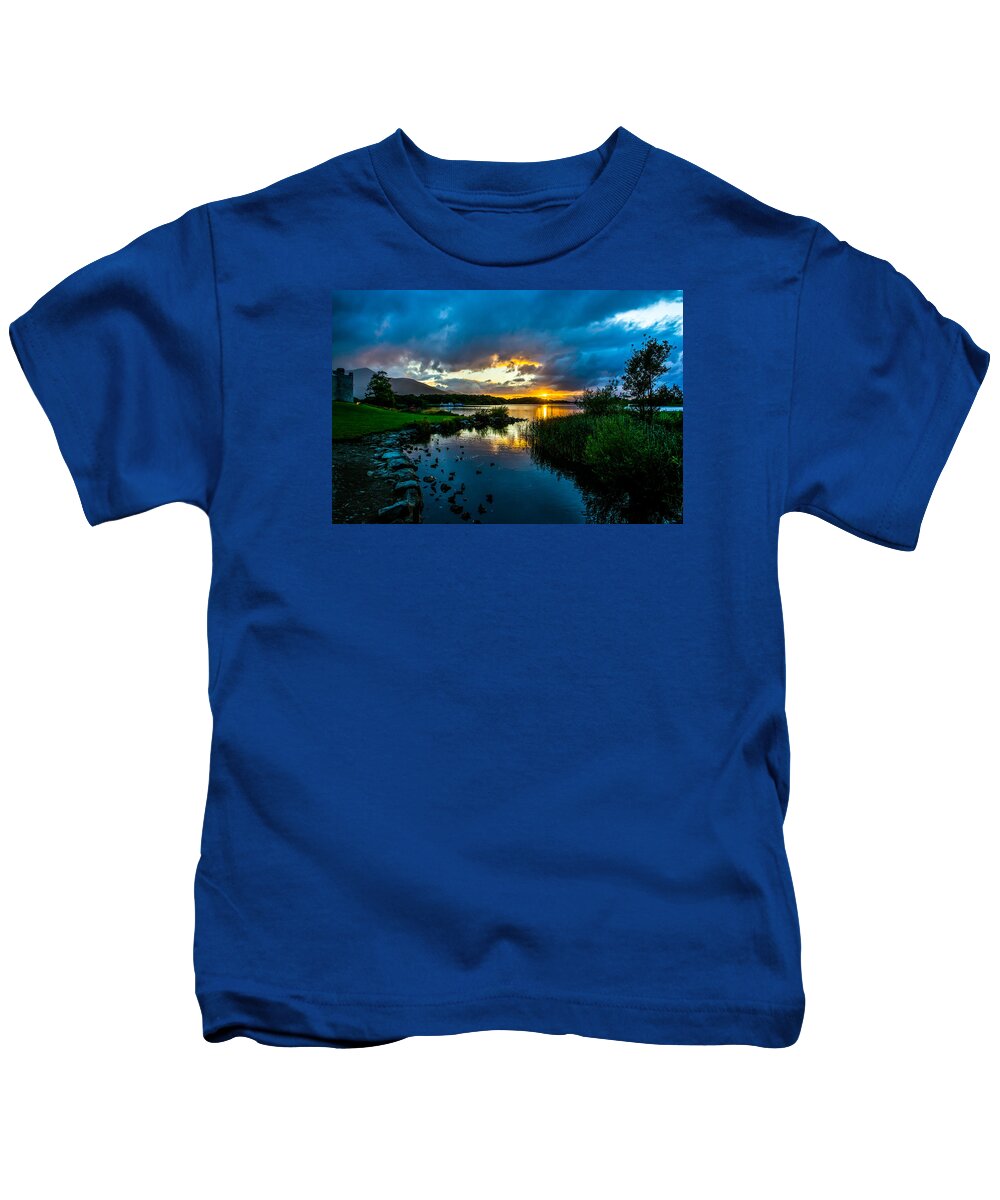 Ireland Kids T-Shirt featuring the photograph Ross Castle at Lough Leane in Ireland by Andreas Berthold