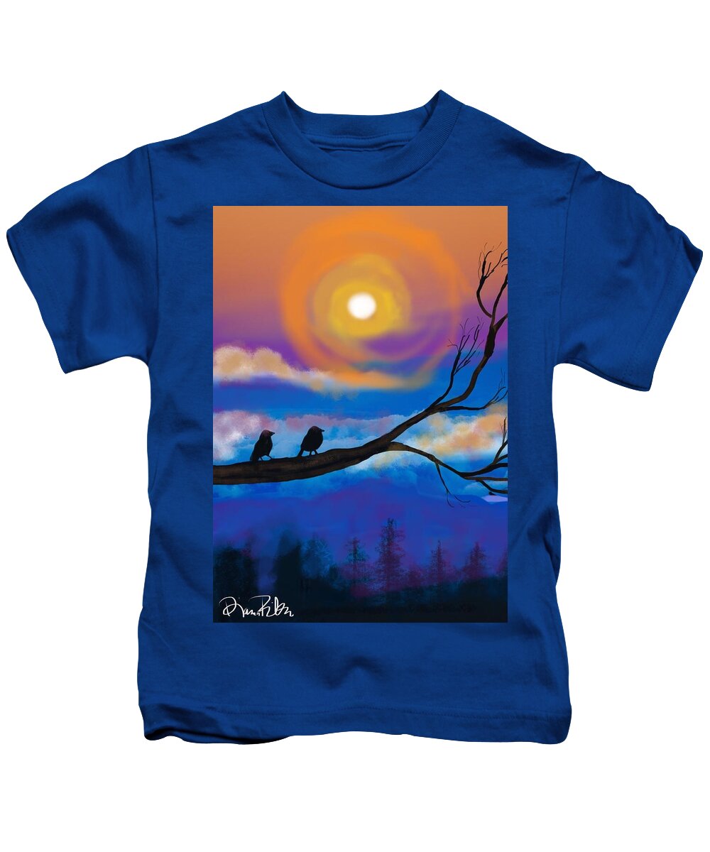 Sunset Kids T-Shirt featuring the digital art Sharing the Sunset-2 by Serenity Studio Art