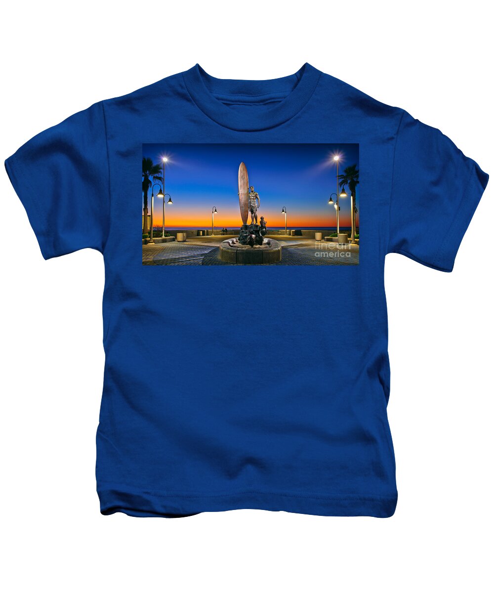 Imperial Beach Kids T-Shirt featuring the photograph Spirit of Imperial Beach Surfer Sculpture by Sam Antonio