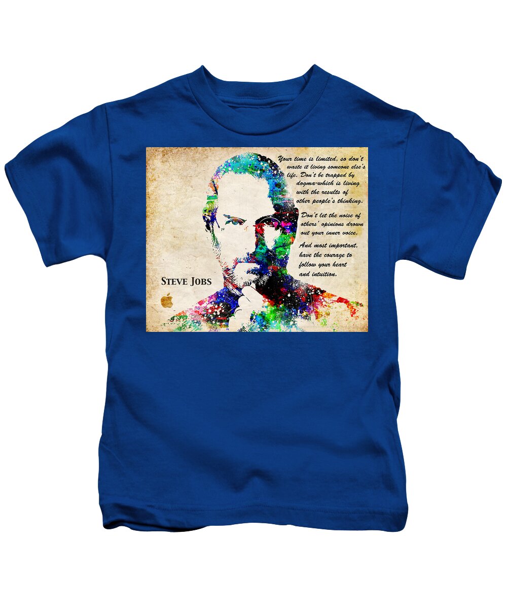 Steve Jobs Kids T-Shirt featuring the digital art Steve Jobs Portrait by Patricia Lintner