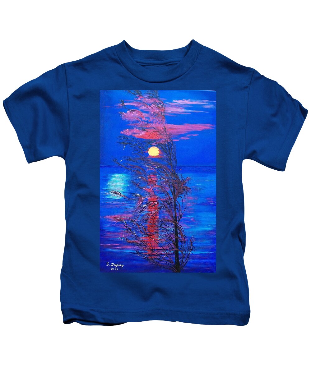 Sunrise Kids T-Shirt featuring the painting Sunrise Silhouette by Sharon Duguay