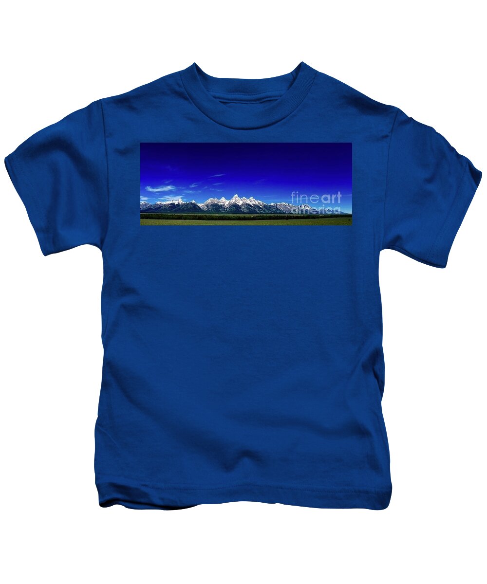Mountain Kids T-Shirt featuring the photograph Tetons by Dennis Richardson