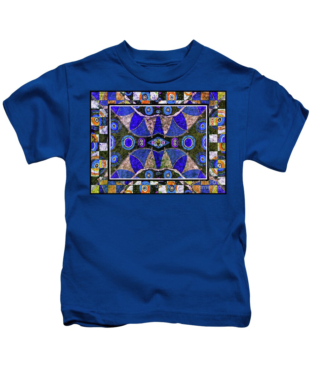 Symmetry Kids T-Shirt featuring the mixed media The Blue Vibrations by Jolanta Anna Karolska