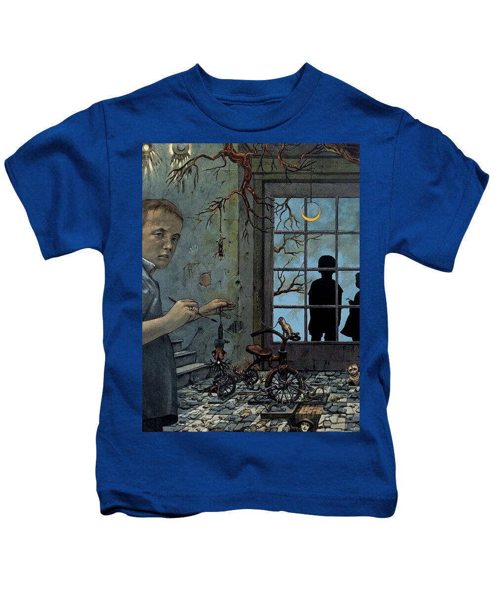 Surreal Kids T-Shirt featuring the painting The Hands Invent Him by William Stoneham