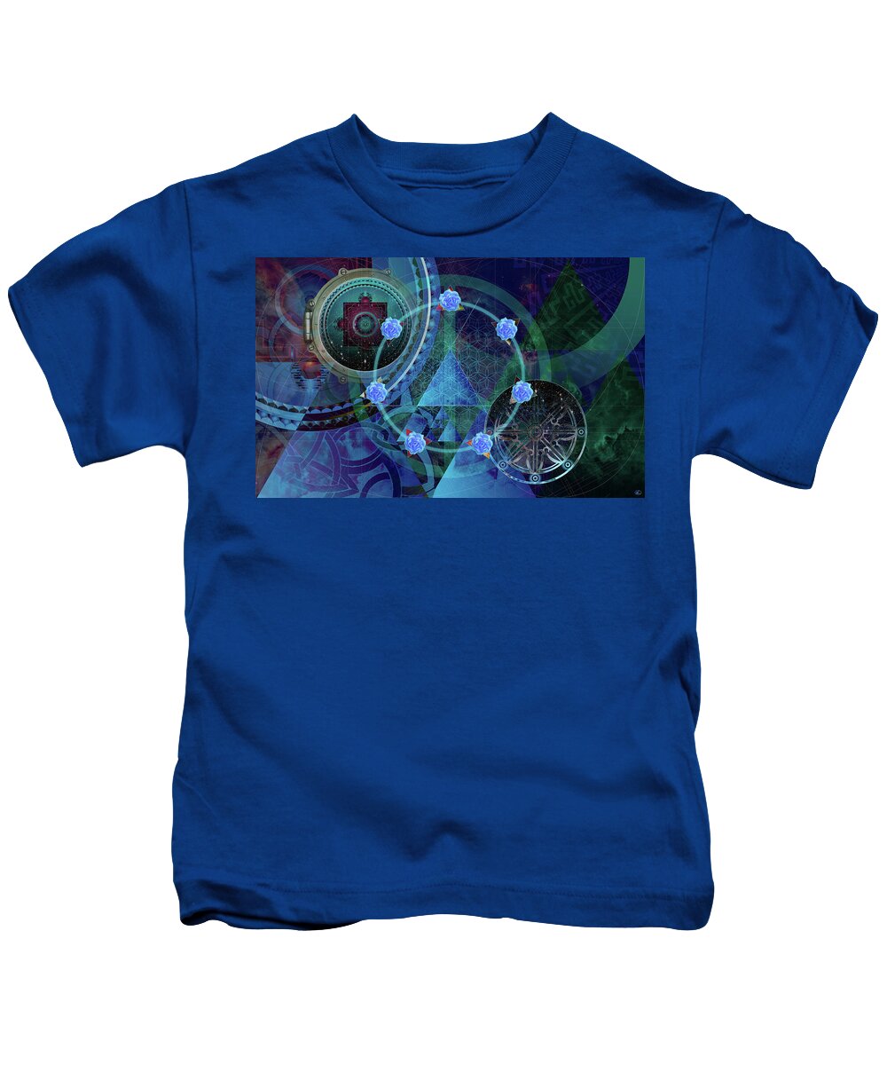 Sacred Geometry Kids T-Shirt featuring the digital art The Prism of Time by Kenneth Armand Johnson