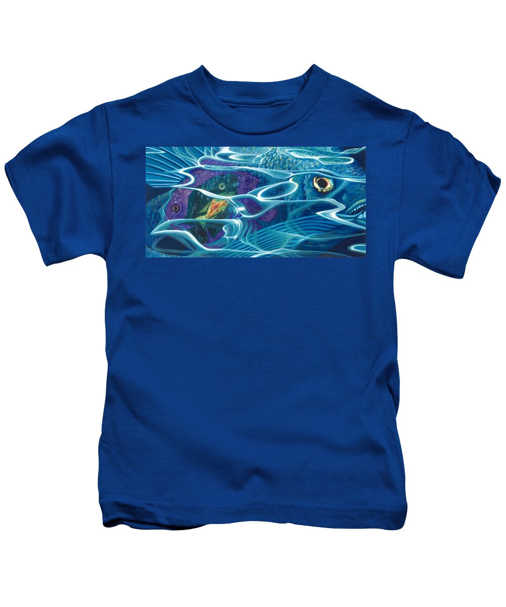 Fish Kids T-Shirt featuring the painting The Seven Fishes by Nad Wolinska