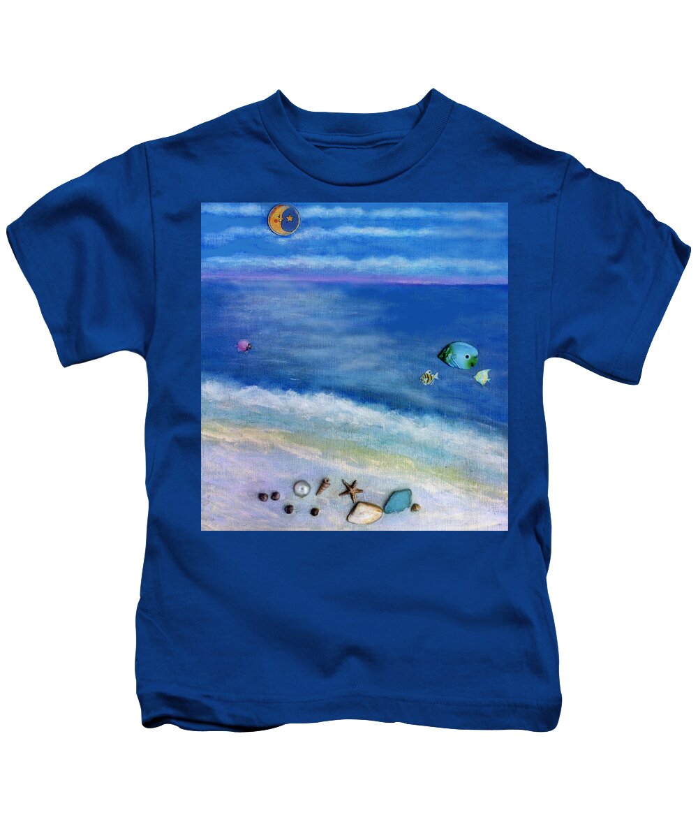 Beach Kids T-Shirt featuring the painting Three Beaches C by Mary Ann Leitch