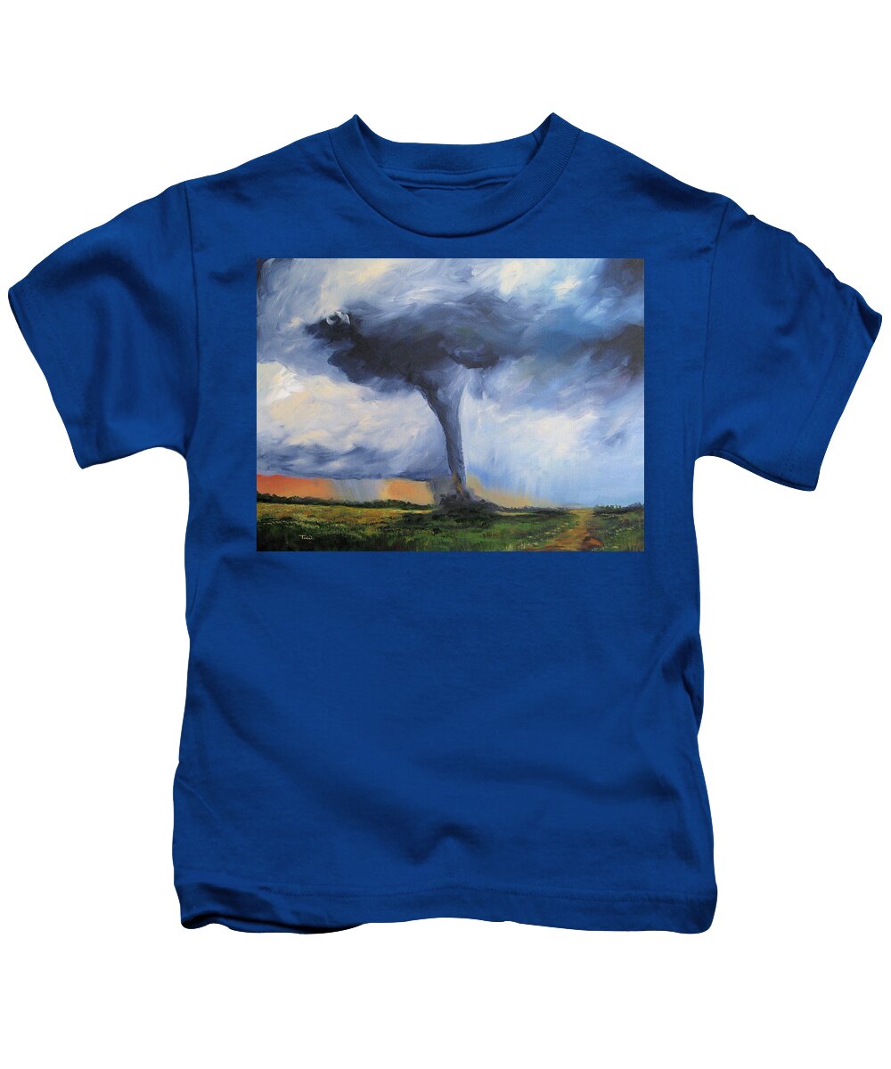 Tornado Kids T-Shirt featuring the painting Tornado by Torrie Smiley