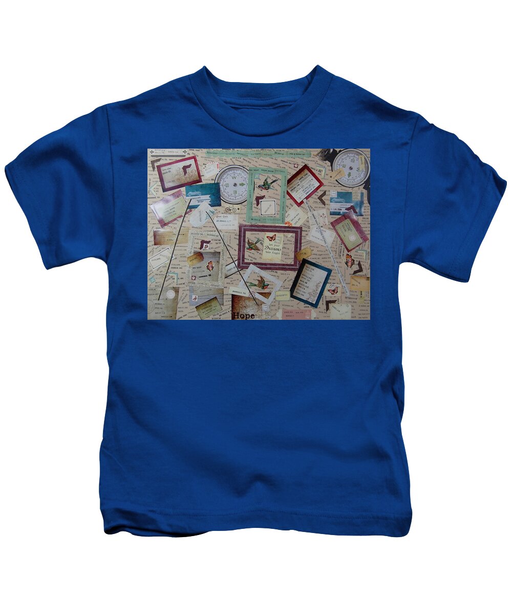 Paper Kids T-Shirt featuring the mixed media Trailways Cities by Charla Van Vlack