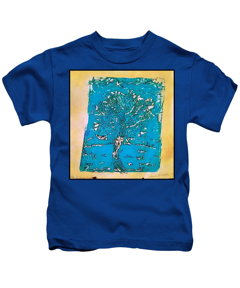 Tree Kids T-Shirt featuring the mixed media Tree in Summer by Angela Weddle