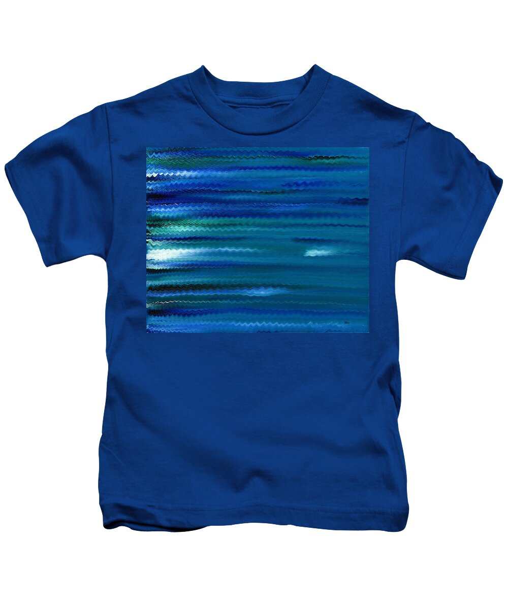 Abstract Kids T-Shirt featuring the painting Turquoise Waves by Hakon Soreide