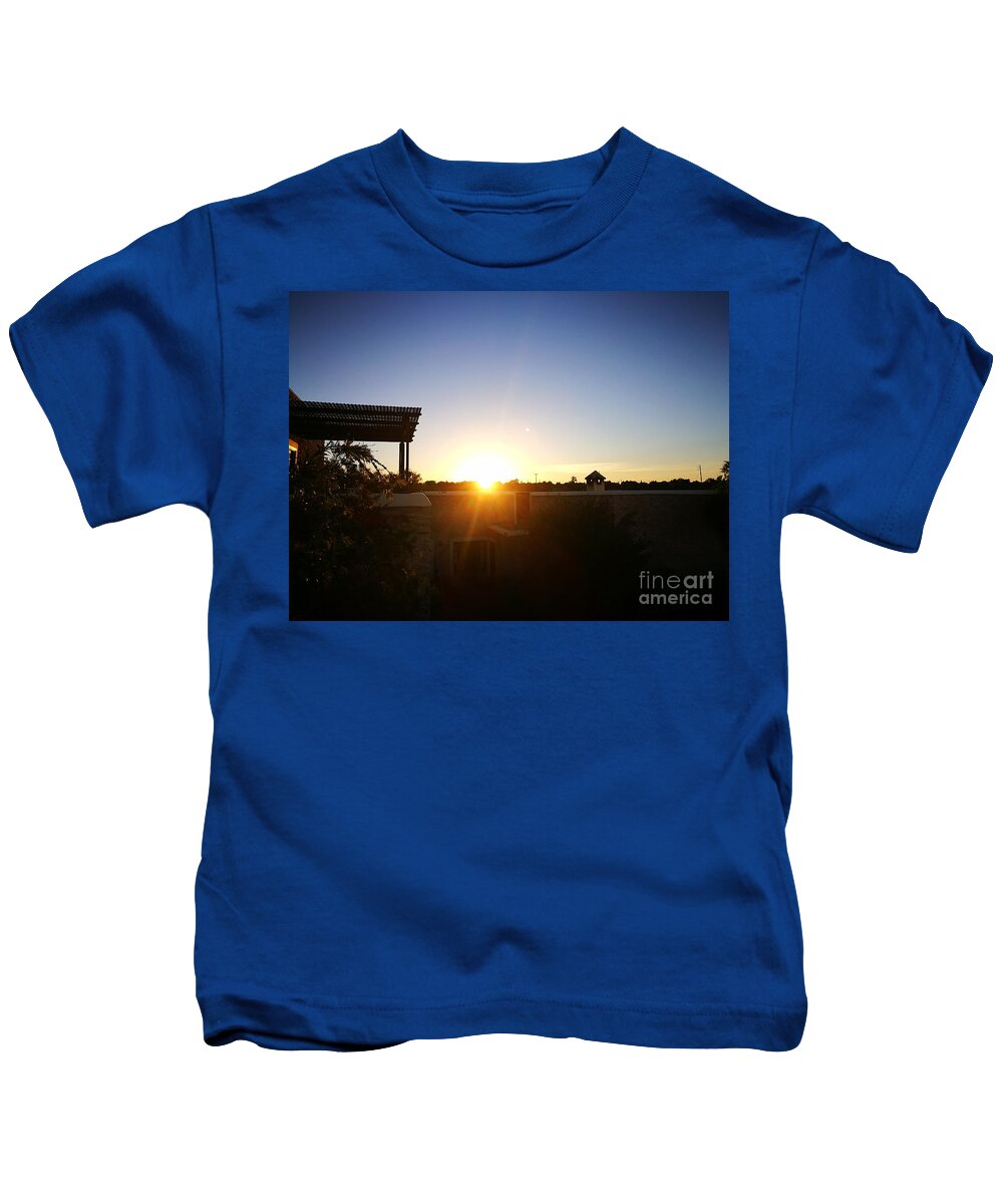 Landscape Kids T-Shirt featuring the photograph Villa at sunrise by Jarek Filipowicz