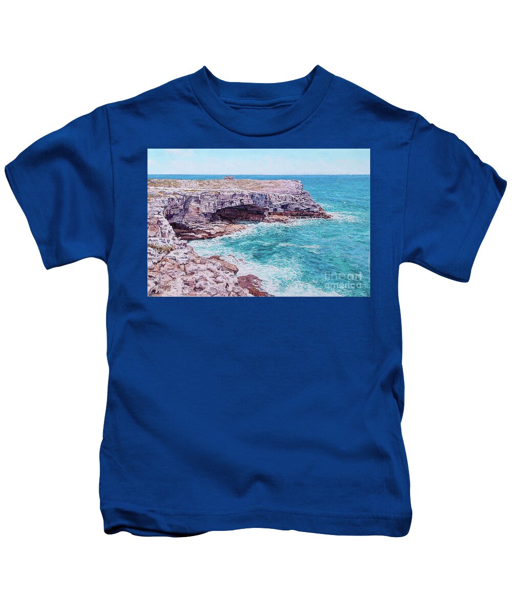 Eddie Kids T-Shirt featuring the painting Whale Point Cliffs by Eddie Minnis