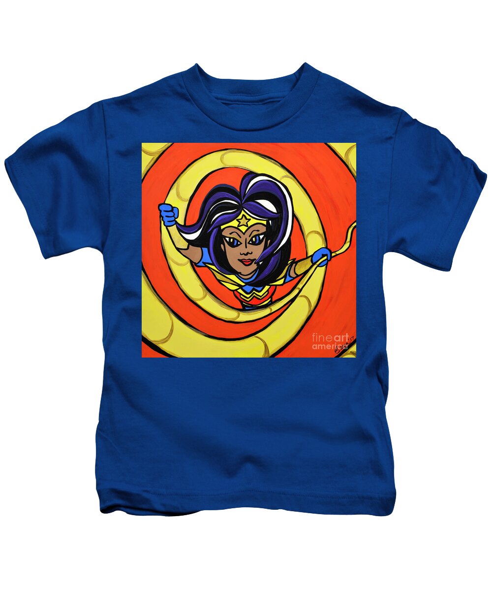 Wonder Woman Kids T-Shirt featuring the painting Wonder Woman by Rebecca Weeks