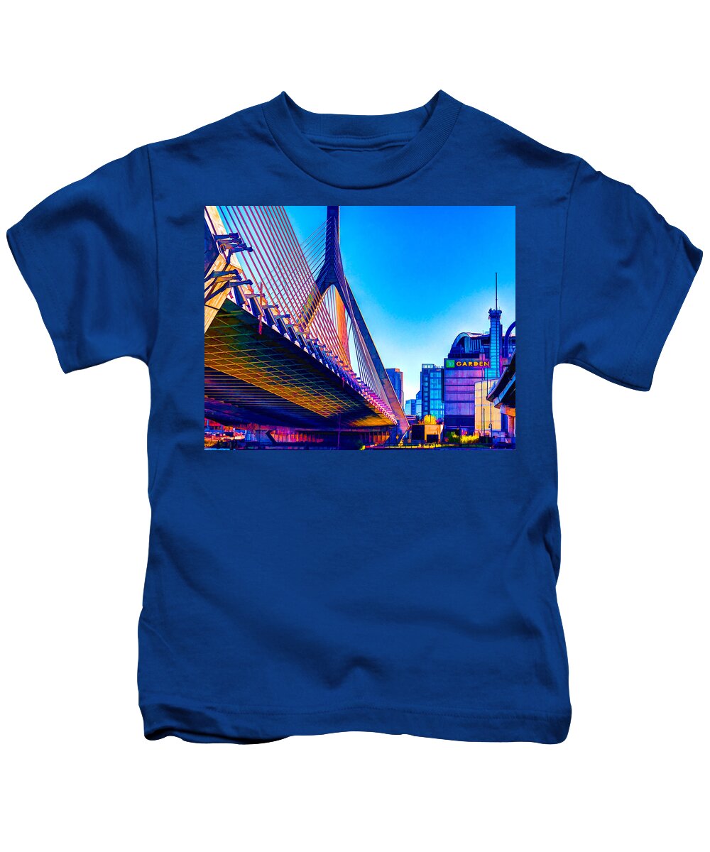Dave Thompsen Photography Kids T-Shirt featuring the photograph Zakim Bridge by David Thompsen