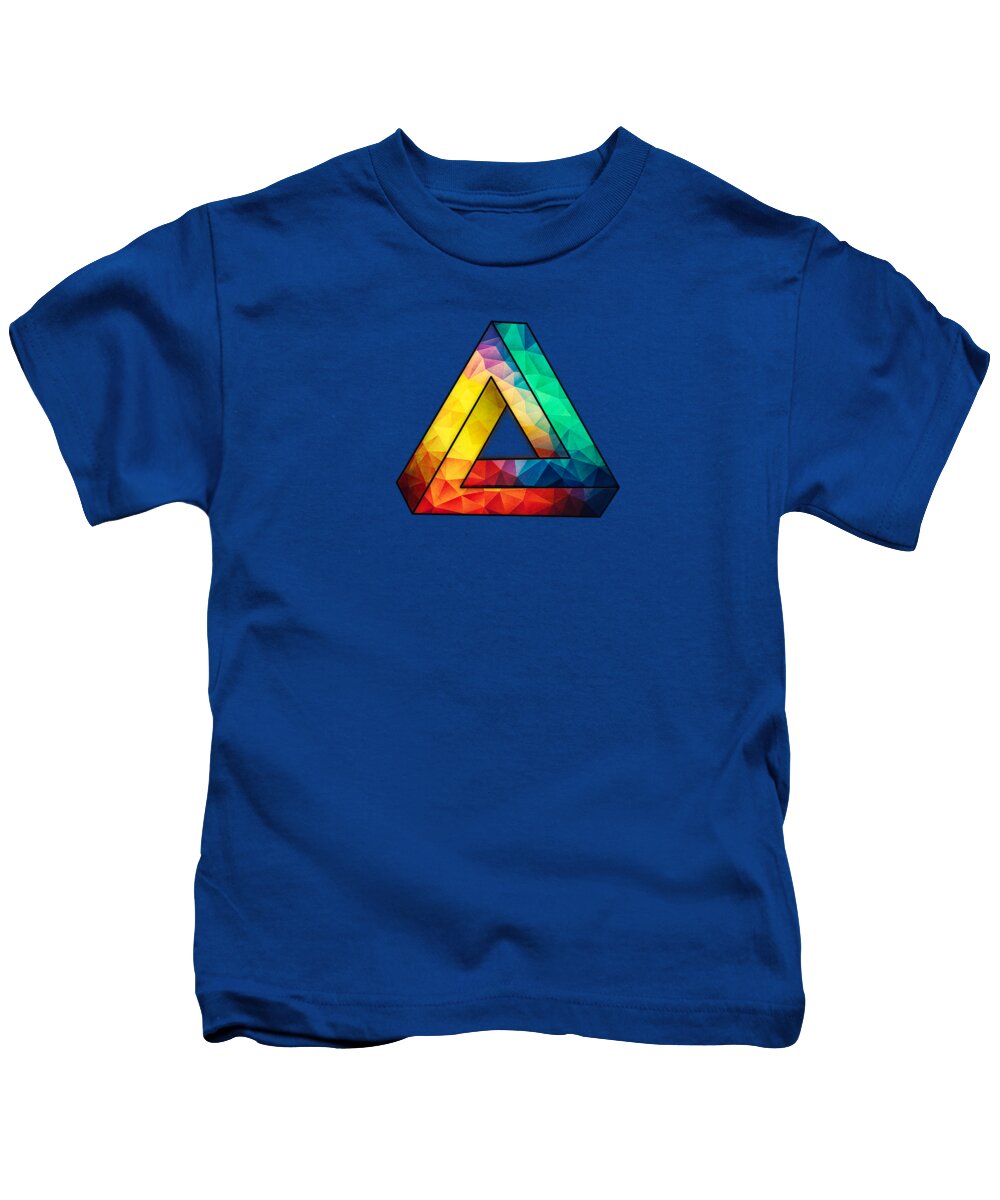 Colorful Kids T-Shirt featuring the digital art Abstract Polygon Multi Color Cubism Low Poly Triangle Design by Philipp Rietz