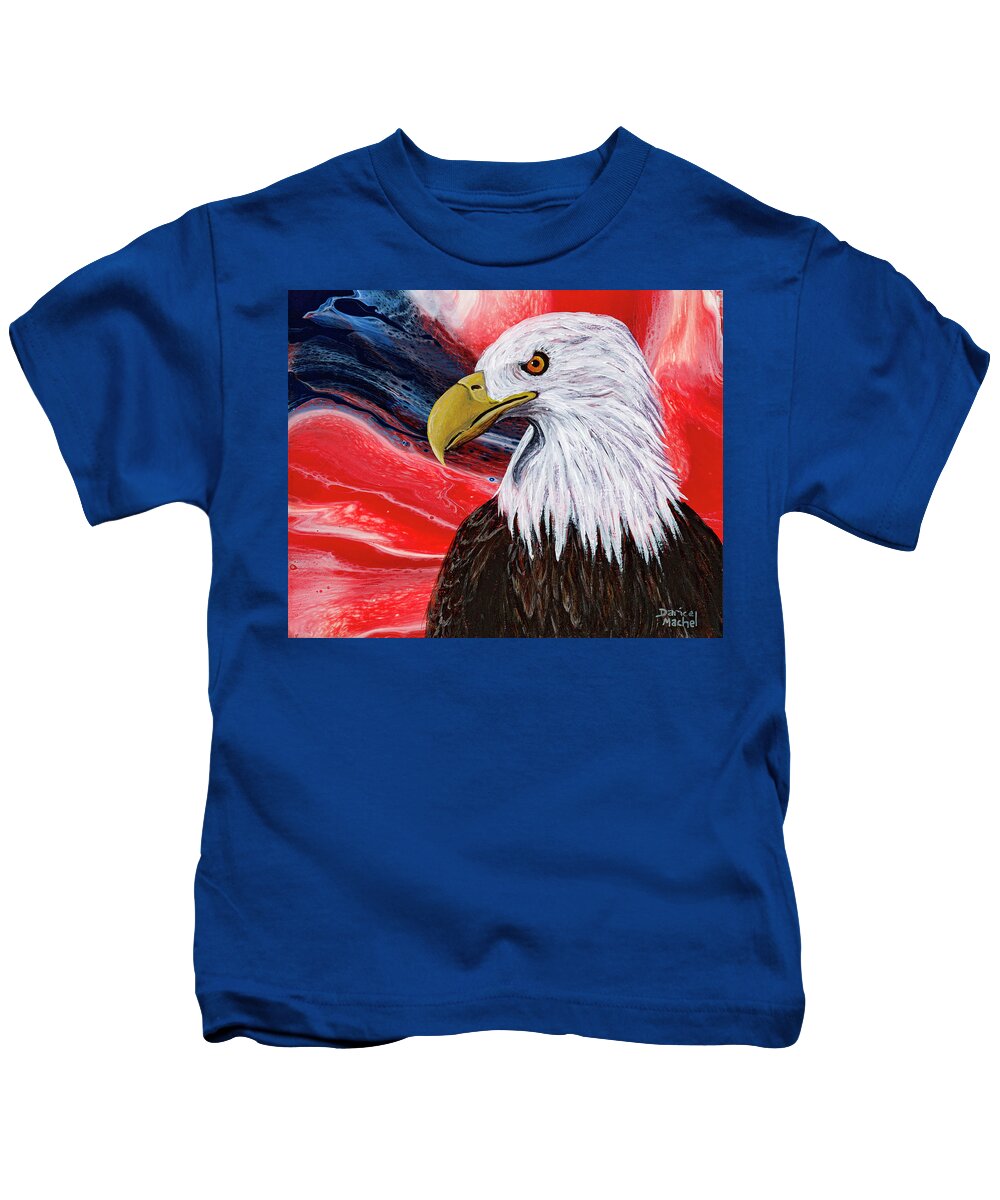 Eagle Kids T-Shirt featuring the painting American Pride by Darice Machel McGuire