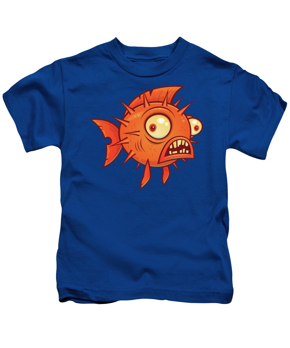 Pufferfish Kids T-Shirt featuring the digital art Pufferfish by John Schwegel