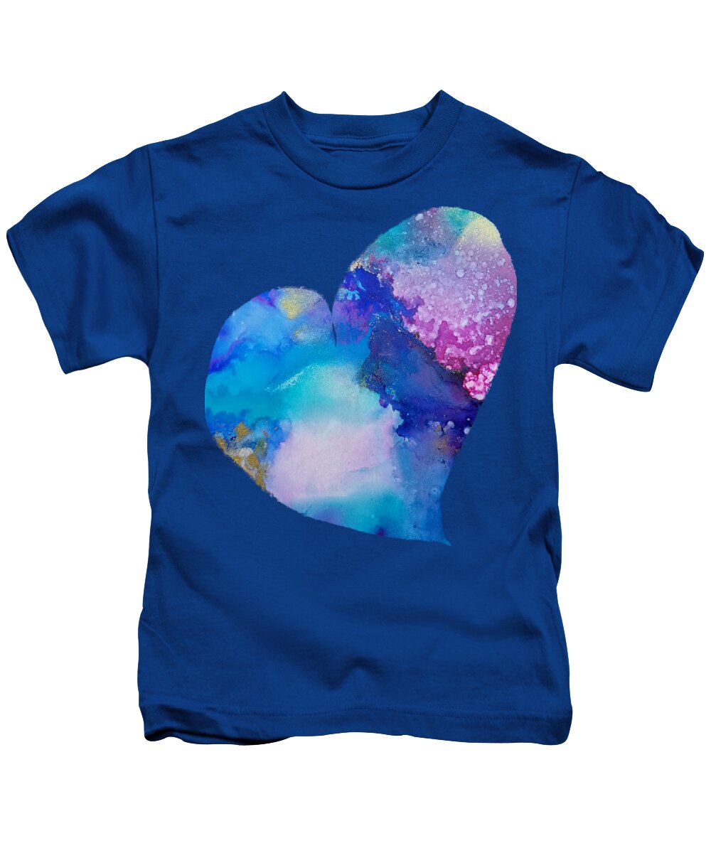 Abstract Kids T-Shirt featuring the painting Aurora in winter by Lisa Debaets