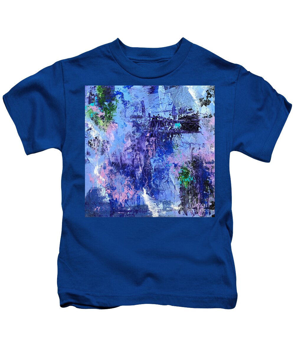 Blue Kids T-Shirt featuring the painting Blue Calm by Mary Mirabal
