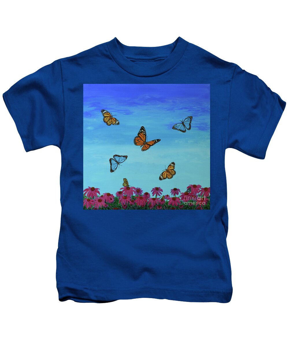 Butterfly Kids T-Shirt featuring the painting Butterfly Field by Aicy Karbstein