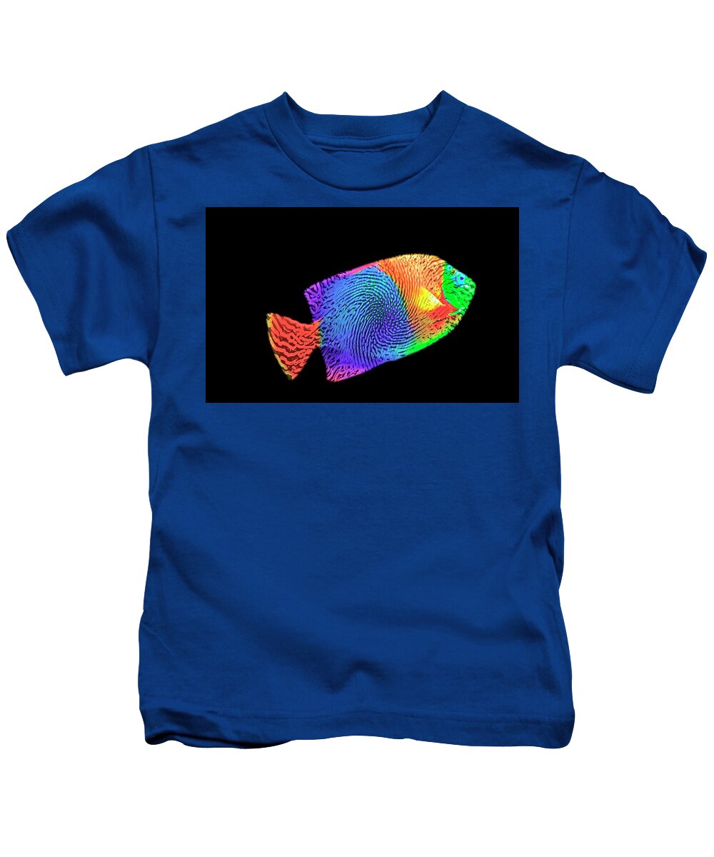Fish Kids T-Shirt featuring the digital art Fingerprint on a fish by Pheasant Run Gallery