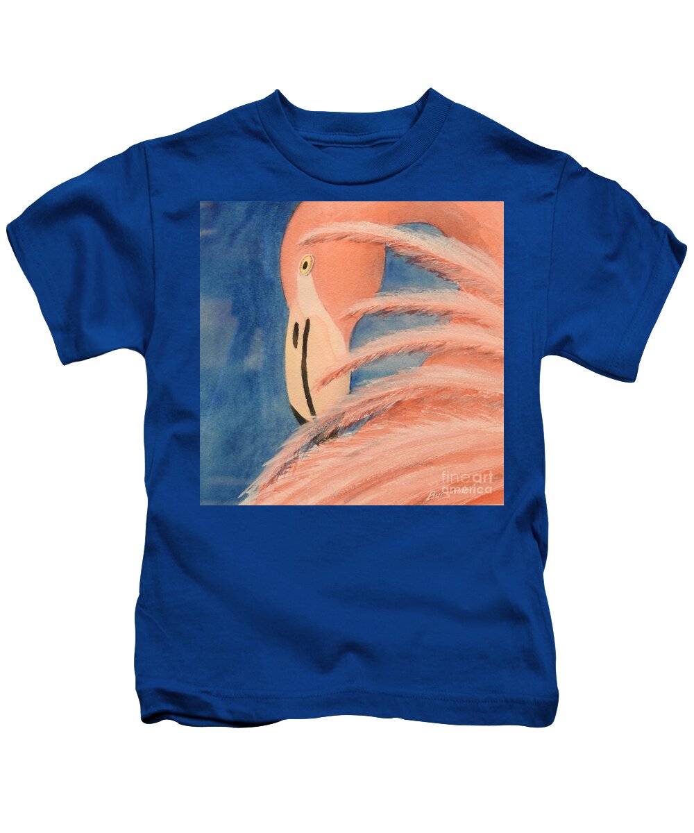 Flamingo Kids T-Shirt featuring the painting Flamingo by Petra Burgmann