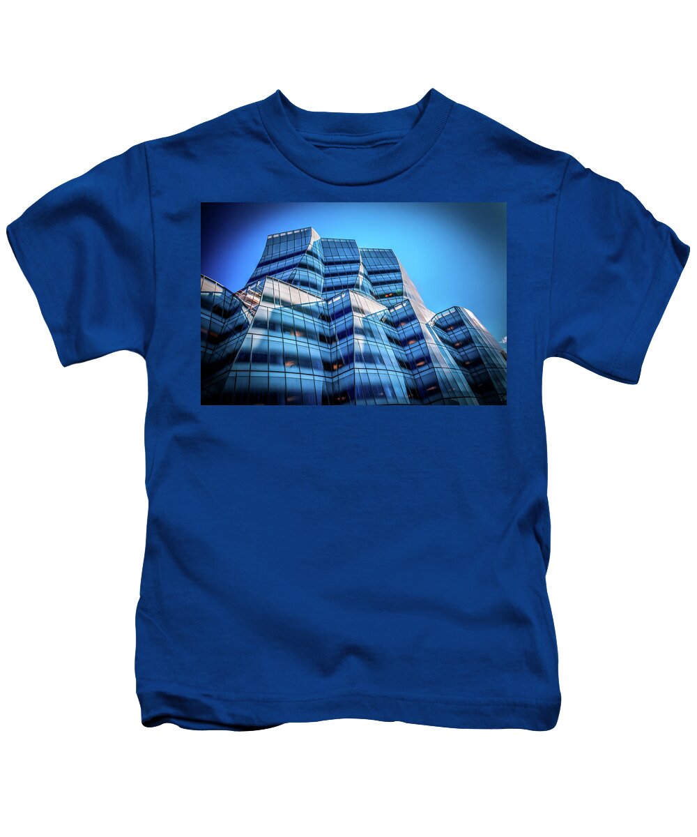 Building Kids T-Shirt featuring the photograph IAC Frank Gehry Building by Louis Dallara