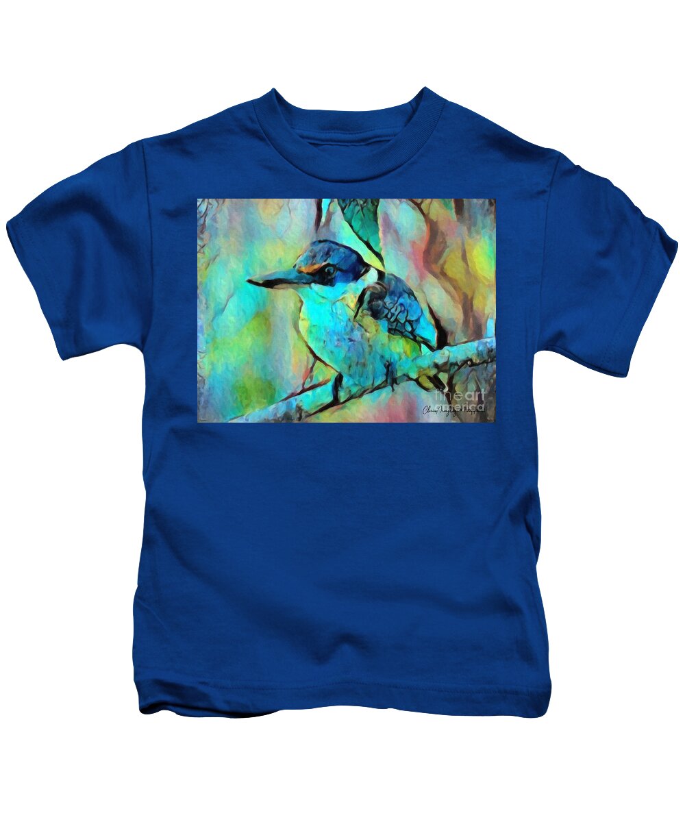 Kookaburra Kids T-Shirt featuring the painting Kookaburra Blues by Chris Armytage