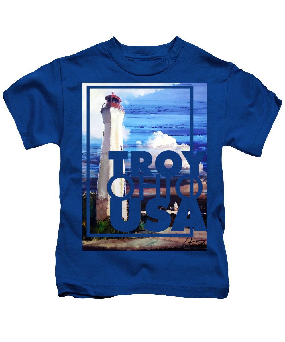 Troy Kids T-Shirt featuring the mixed media Lighthouse by William Smith