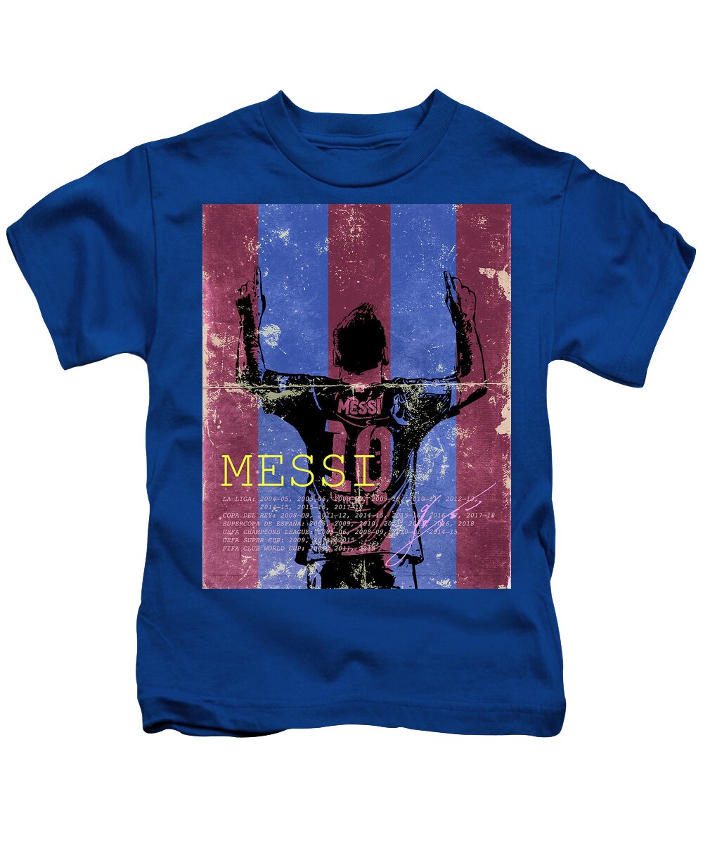 Football Kids T-Shirt featuring the painting Messi by Art Popop