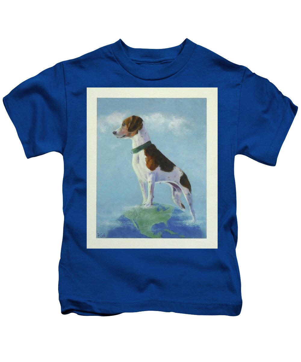 Beagle Kids T-Shirt featuring the painting On Top of the World by Phyllis Andrews
