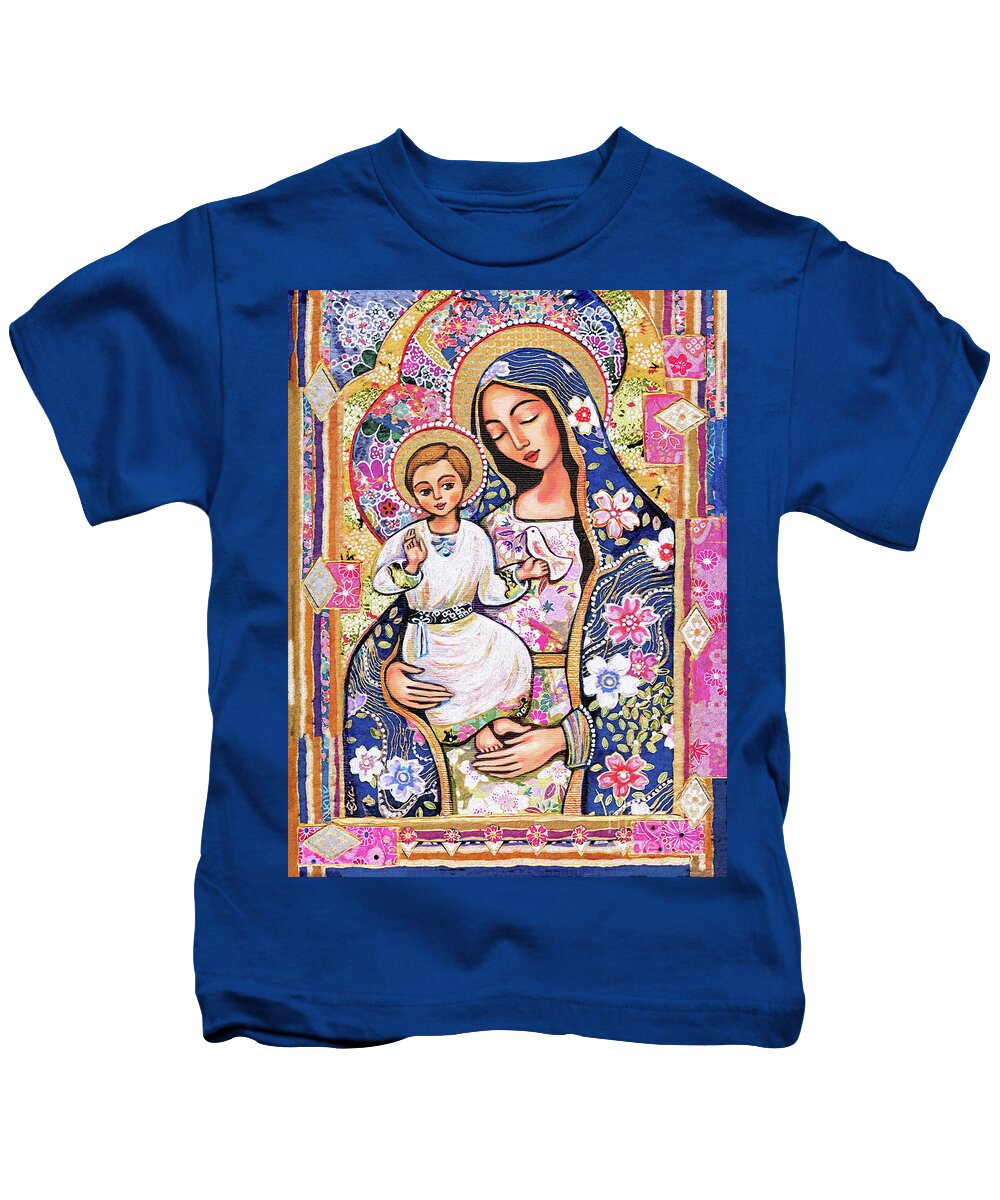 Mother And Child Kids T-Shirt featuring the painting Panagia Eleousa by Eva Campbell