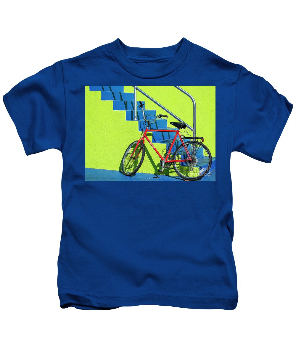 Bicycle Kids T-Shirt featuring the photograph Red Bicycle by Lenore Locken