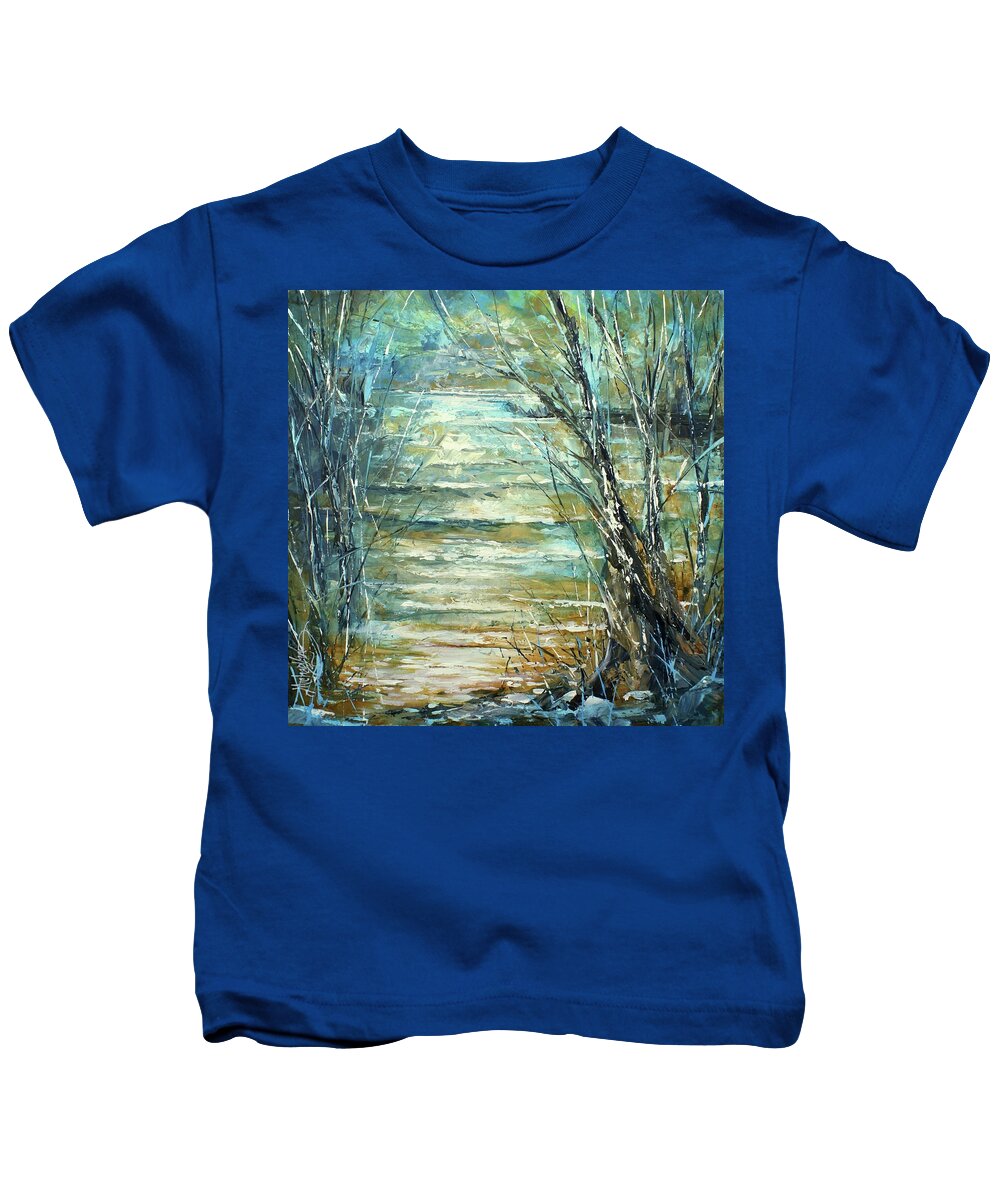 Expressionism Kids T-Shirt featuring the painting Shoal by Michael Lang