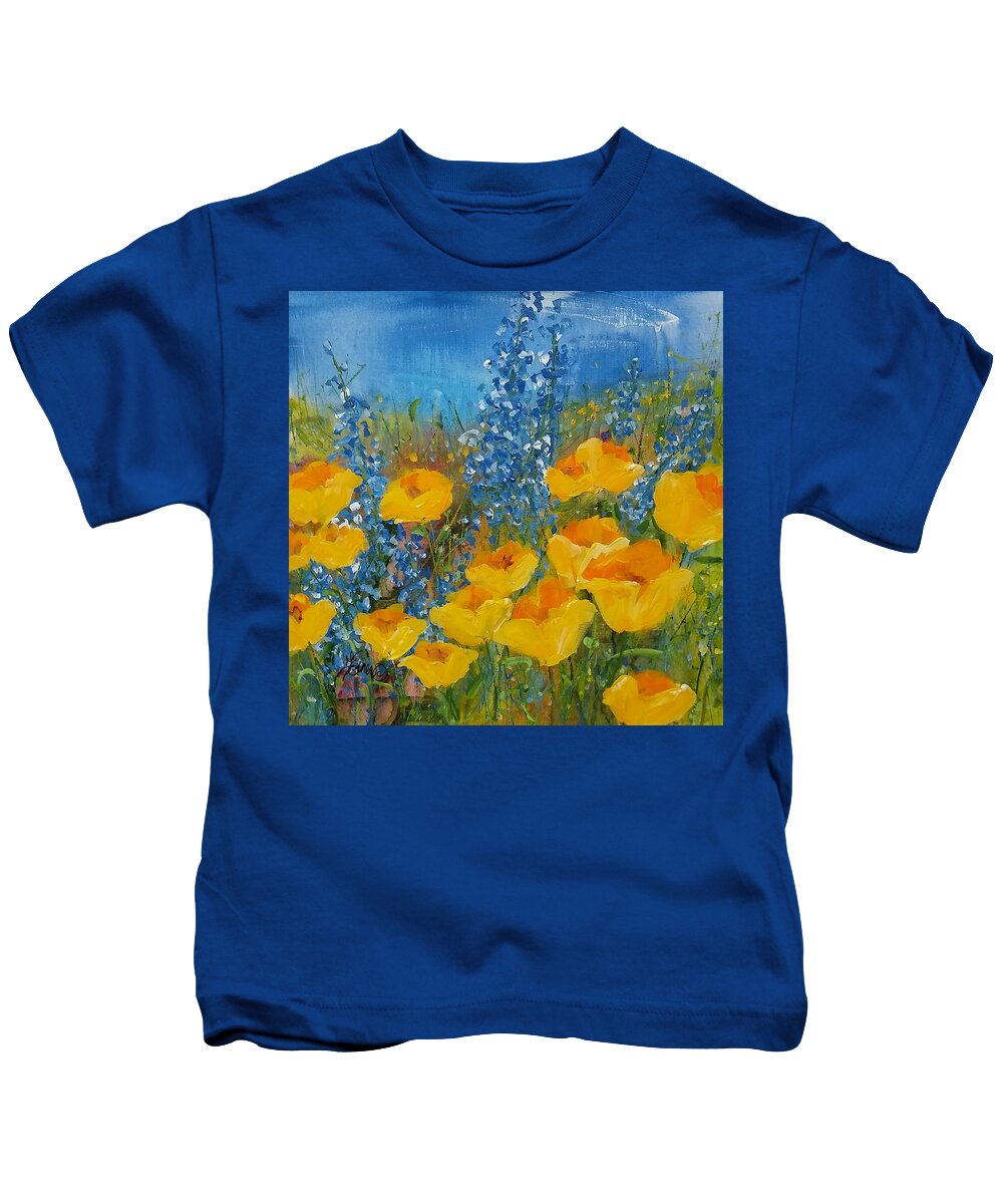 California Kids T-Shirt featuring the painting Super Bloom by Terri Einer