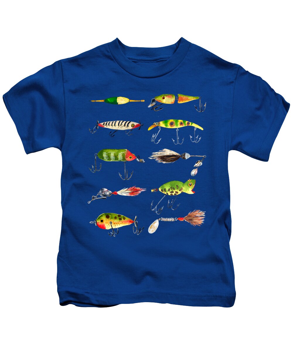 Vintage Fishing Lures Kids T-Shirt by Roleen Senic - Pixels