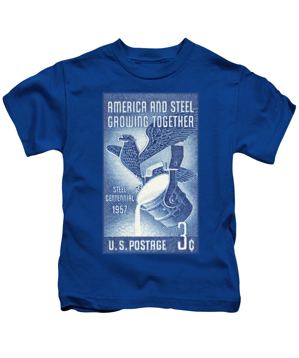 America Kids T-Shirt featuring the digital art 1957 Steel Stamp by Greg Joens