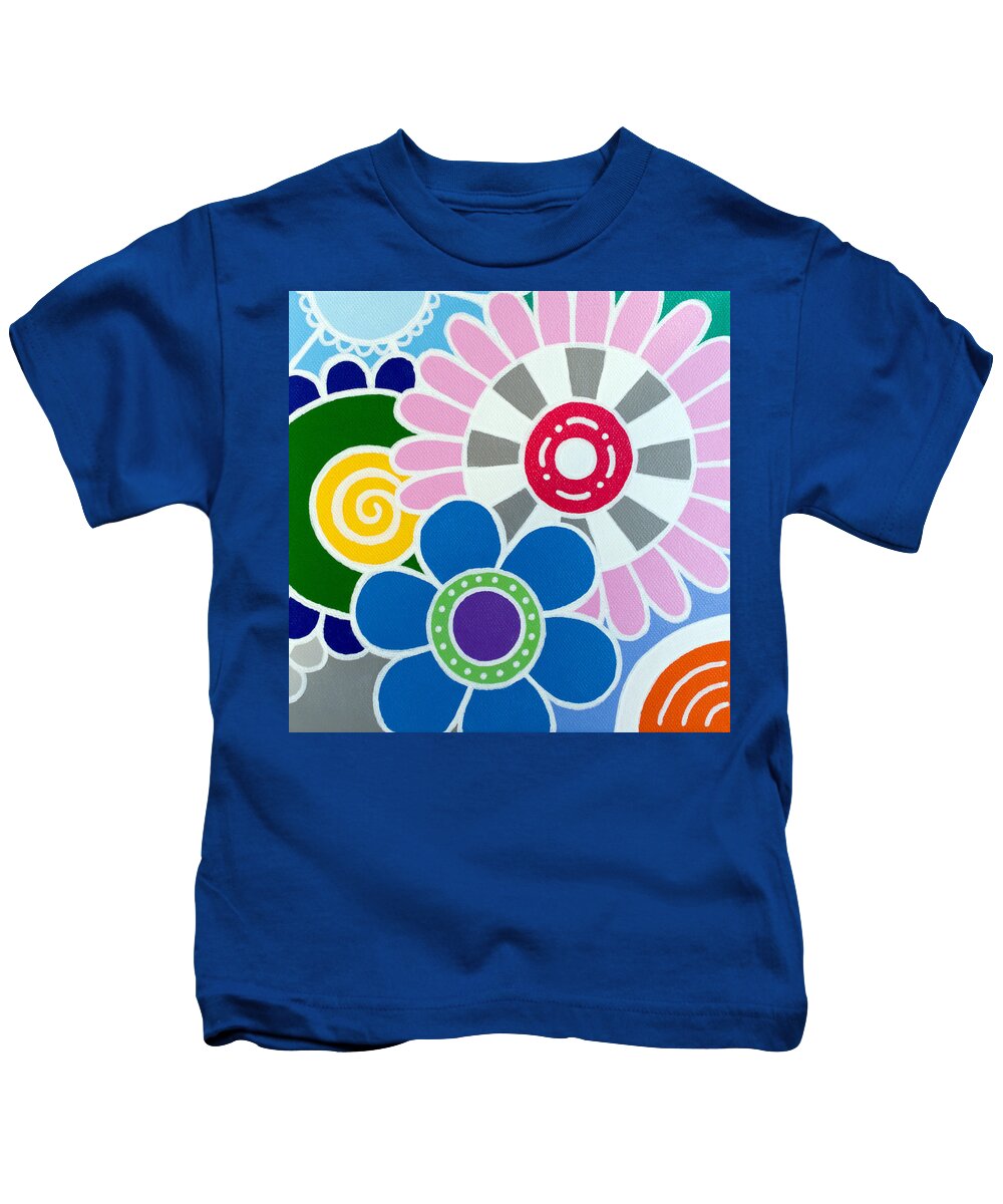 Flowers Kids T-Shirt featuring the painting 9 Blooms by Beth Ann Scott