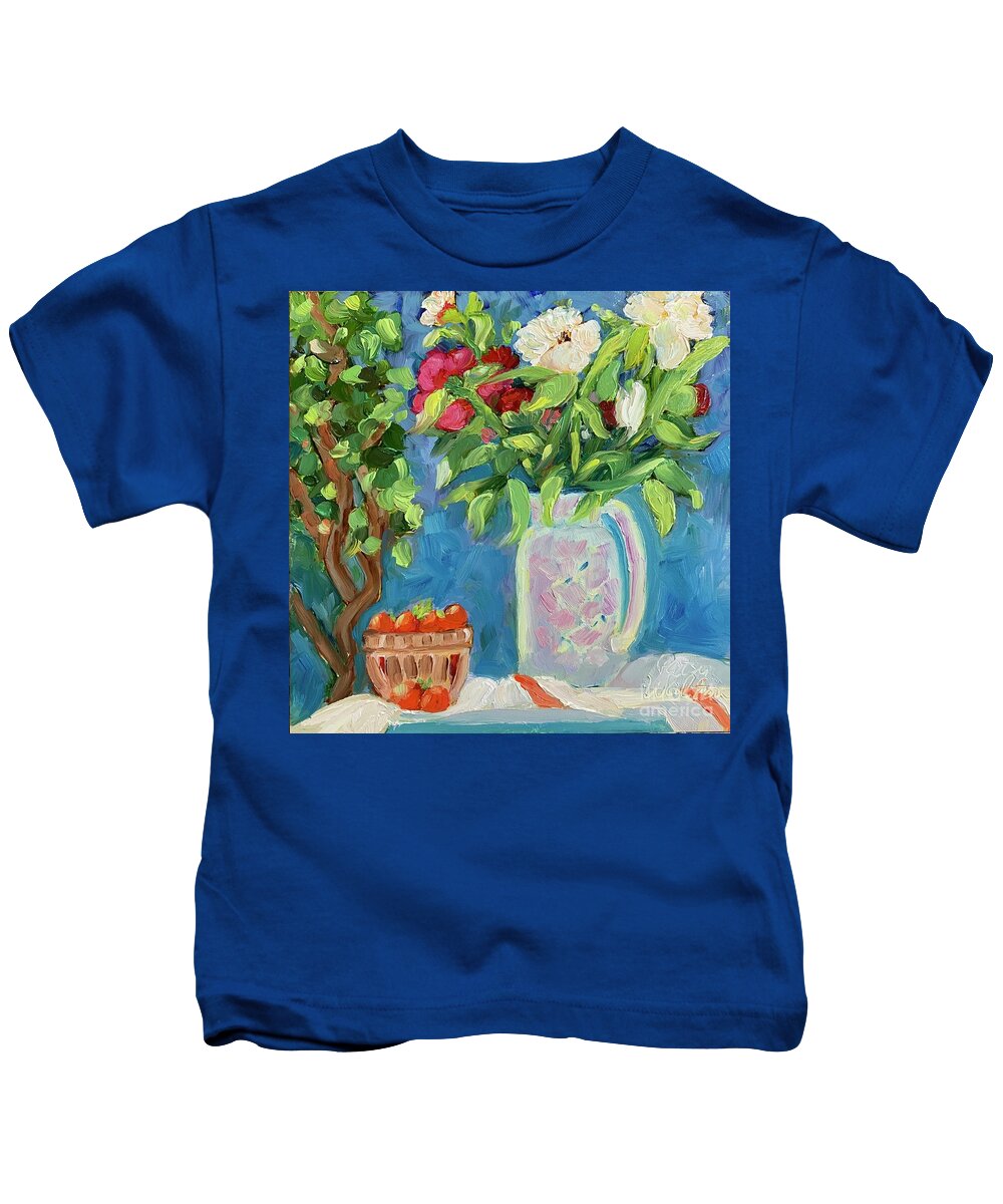 Strawberries Kids T-Shirt featuring the painting Alfresco by Patsy Walton