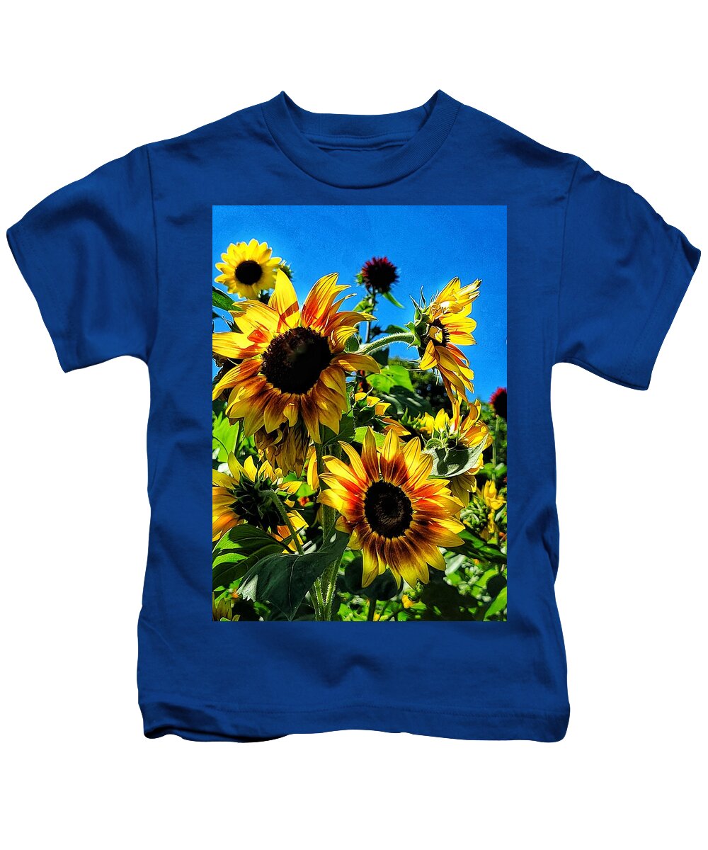 Sunflower Kids T-Shirt featuring the photograph Basking by Terry Ann Morris