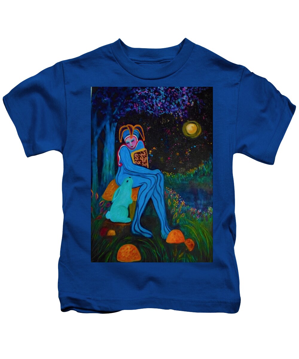 Harlequins Kids T-Shirt featuring the painting Bedtime Story by Carolyn LeGrand