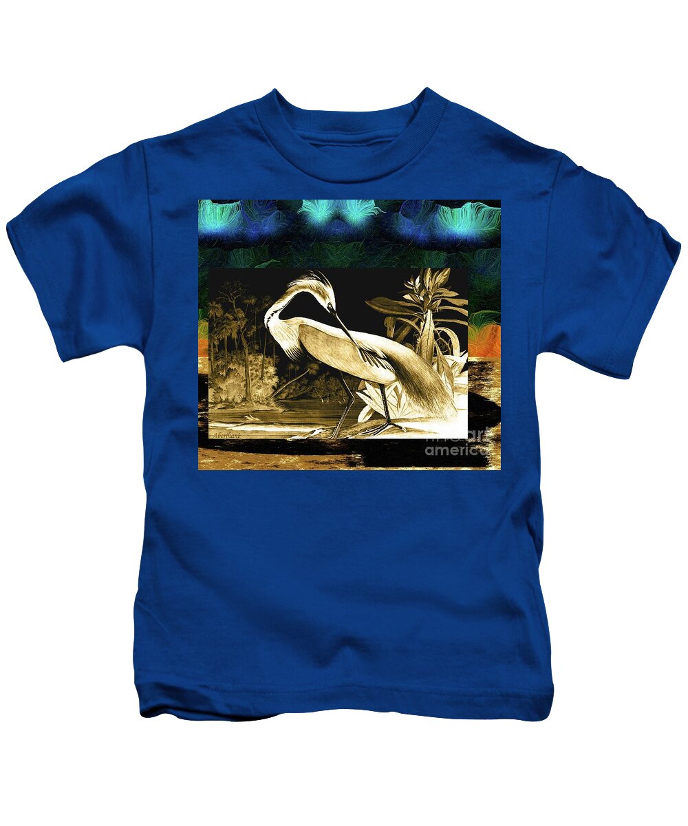 Birds Of A Bronzed Audubon Feather Kids T-Shirt featuring the painting Birds of a Bronzed Audubon Feather Number 3 by Aberjhani