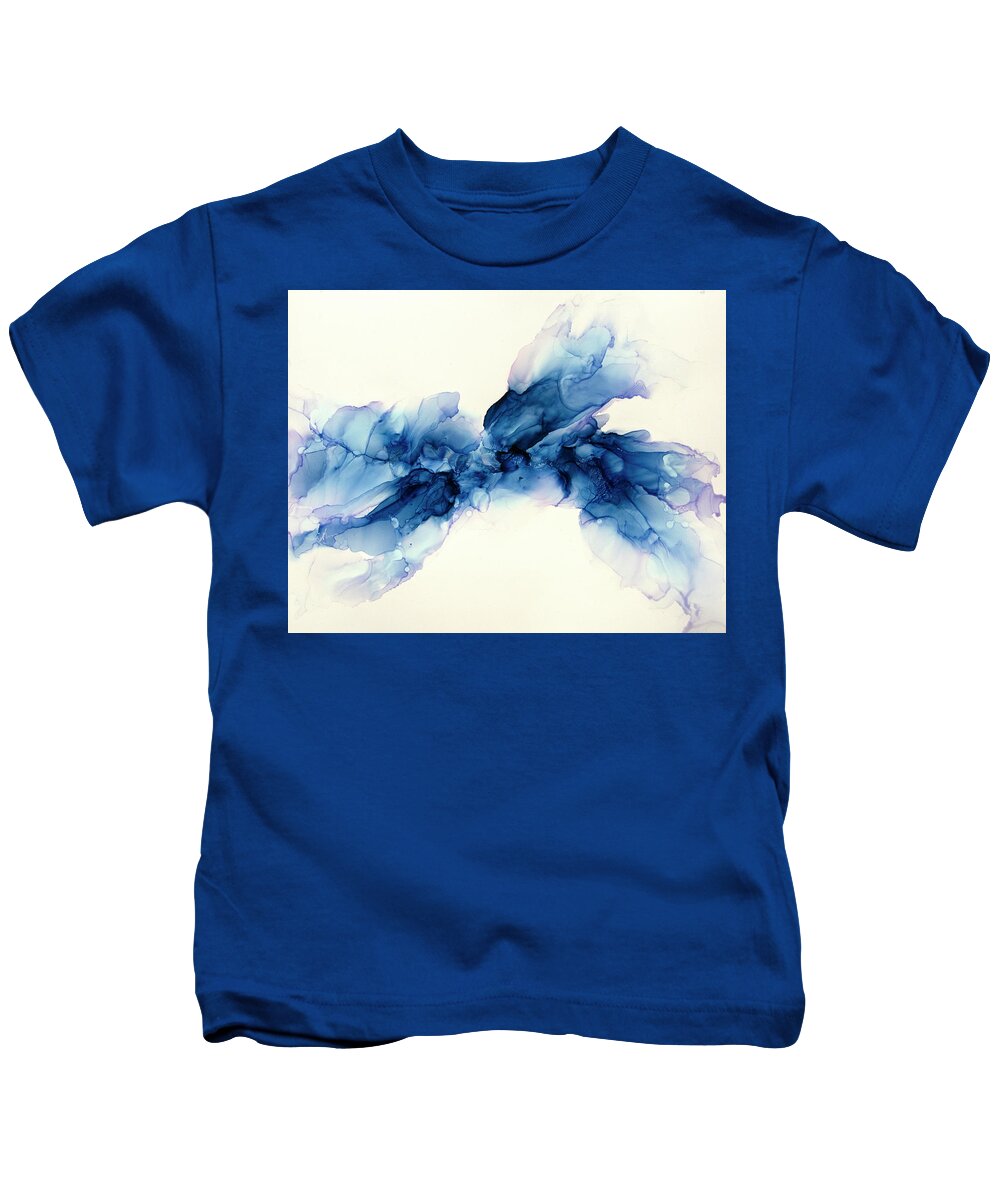 Blue Kids T-Shirt featuring the painting Fly High by Katrina Nixon