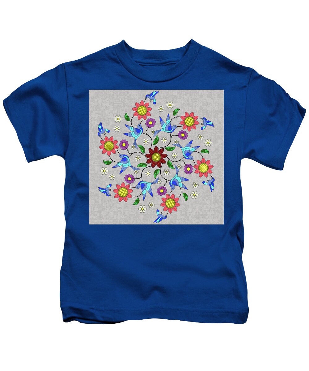 Mandala Kids T-Shirt featuring the digital art Blue Hummer Mandala by Leslie Montgomery