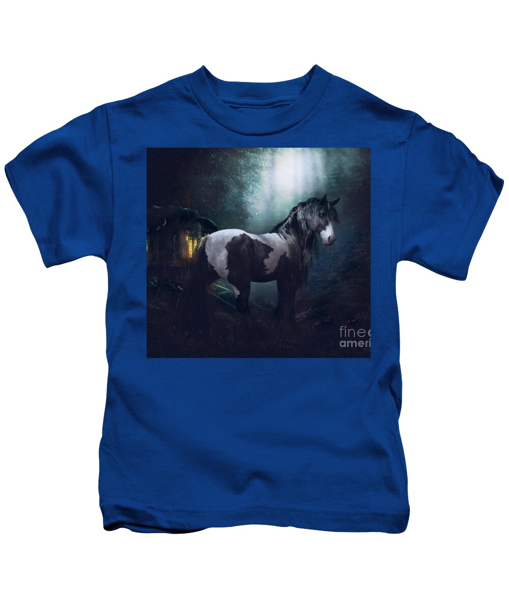 Bluebell Tinker Kids T-Shirt featuring the digital art Bluebell Tinker Horse by Shanina Conway